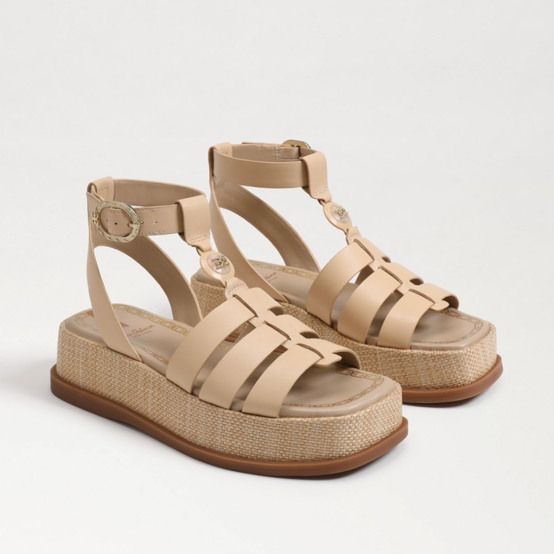 Sandalias Sam Edelman Naima Plataforma Gladiator Mujer Bleached Wheat | AESDF58484