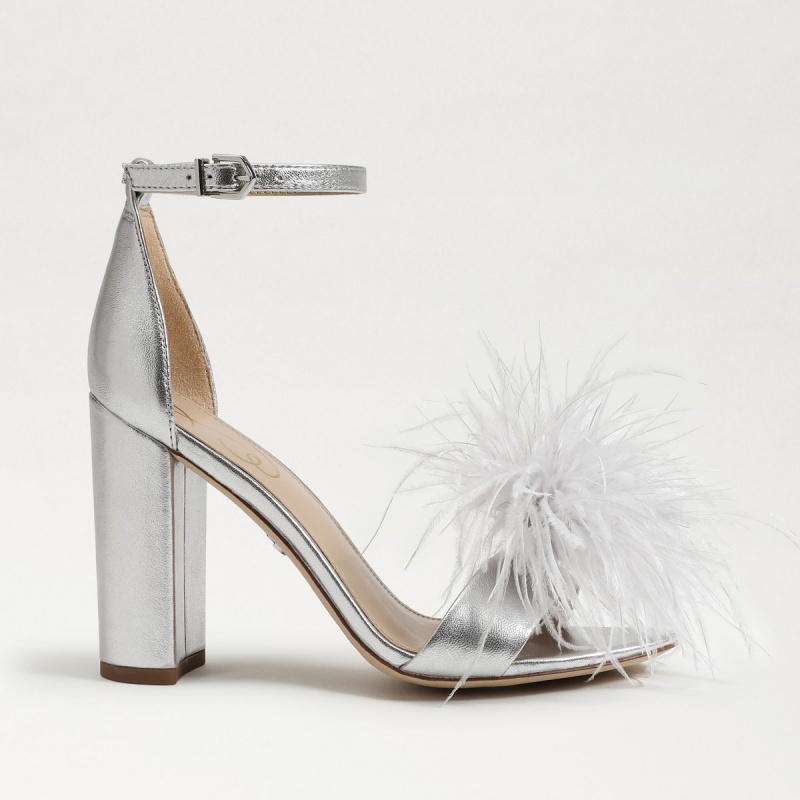 Sandalias Sam Edelman Yaro Feather Mujer Plateadas | ESJZR52963