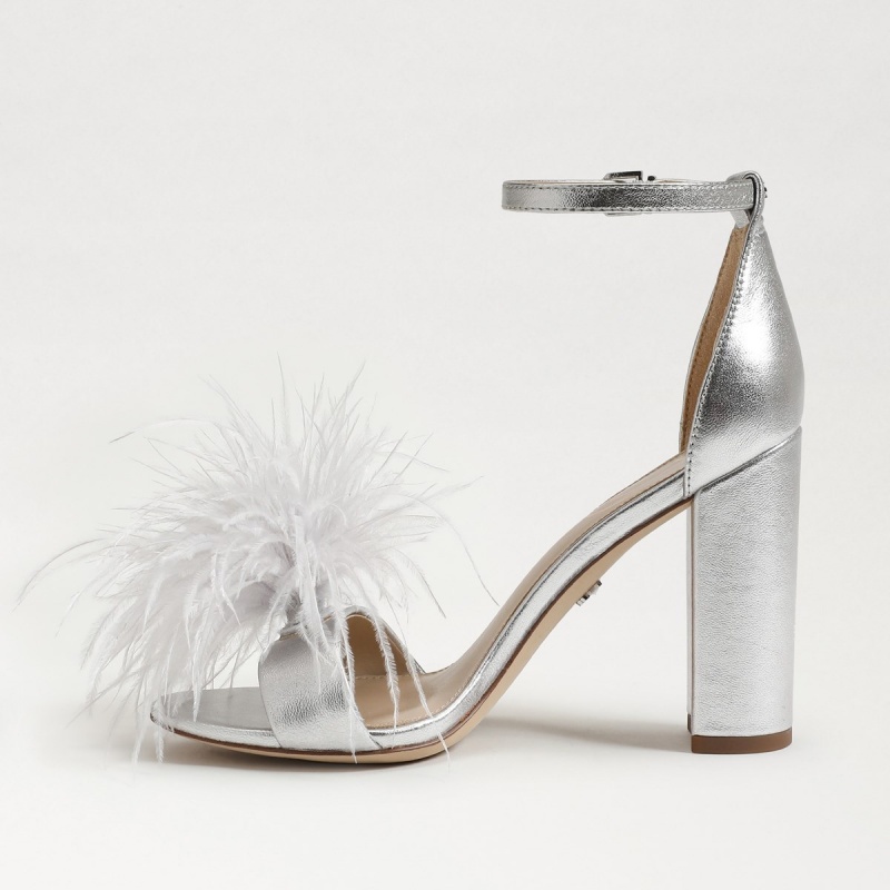 Sandalias Sam Edelman Yaro Feather Mujer Plateadas | ESJZR52963