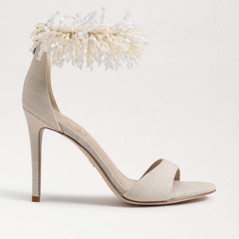 Tacones Sam Edelman Gillie Beaded Ankle Correa Mujer Sand | XESGW92854