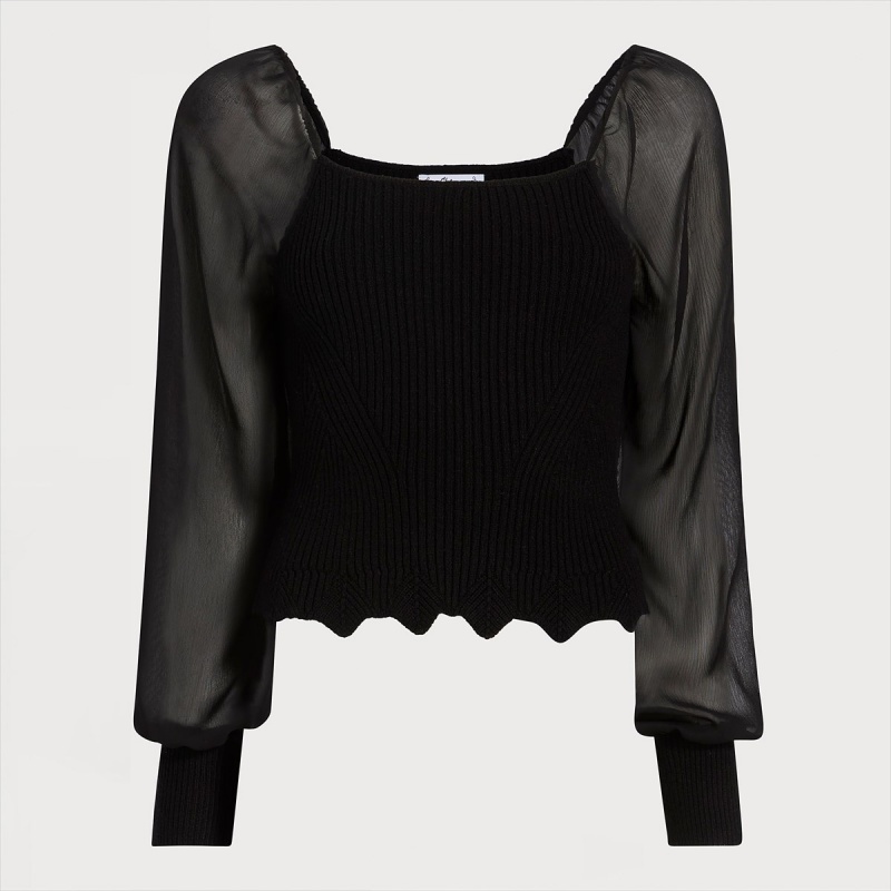 Tops Sam Edelman Alexi Long Sleeve Accessories Negras | ESCIF76550