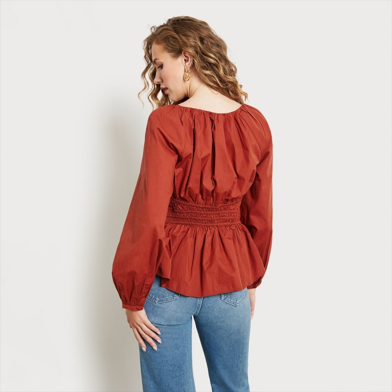 Tops Sam Edelman Long Sleeve Cilian Accessories Gingerbread | GESEC13479