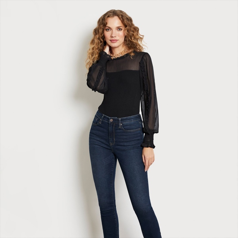 Tops Sam Edelman Long Sleeve Julian Accessories Negras | UESTG10861