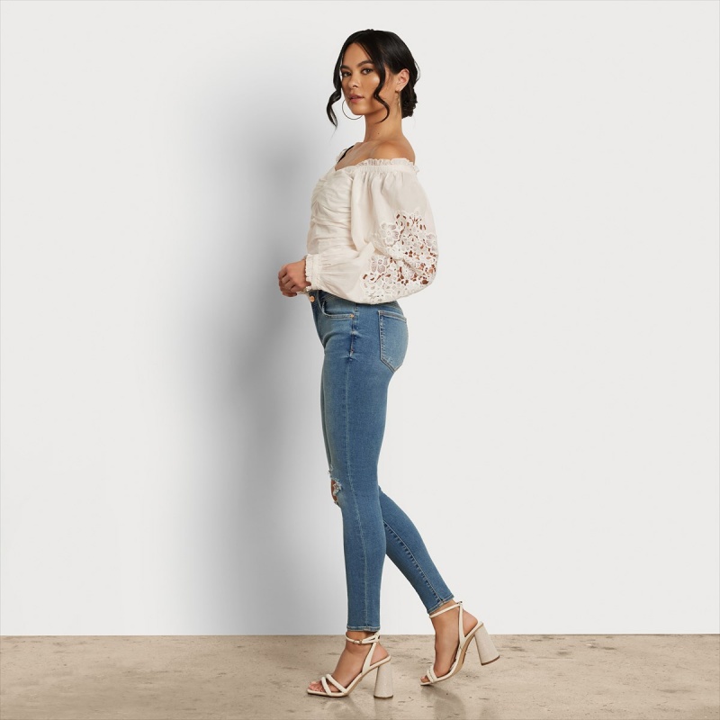 Tops Sam Edelman Stevie Ruch Long Sleeve Accessories Gardenia | SESVO15422