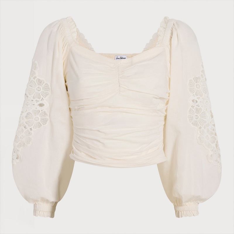 Tops Sam Edelman Stevie Ruch Long Sleeve Accessories Gardenia | SESVO15422