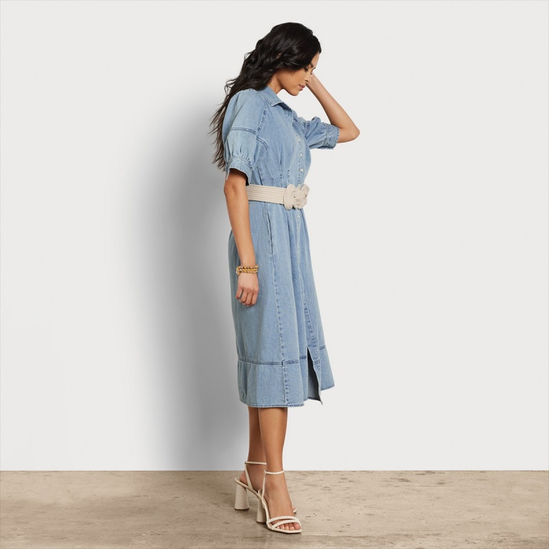 Vestido Sam Edelman Arya Midi Accessories Azules | XESBH98887