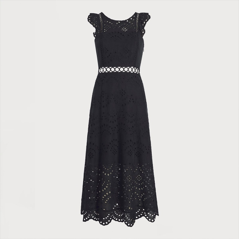 Vestido Sam Edelman Eyelet Midi Accessories Negras | ESNZX76054