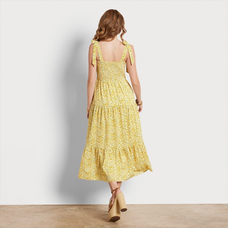 Vestido Sam Edelman Floral Maxi Accessories Amarillo | ESXMI14654