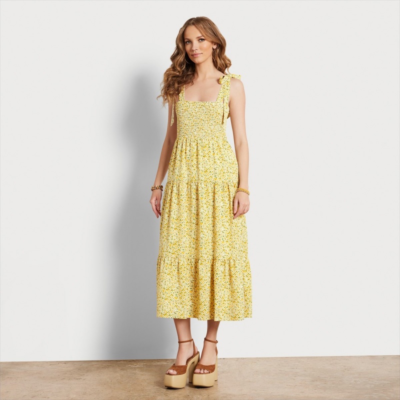 Vestido Sam Edelman Floral Maxi Accessories Amarillo | ESXMI14654