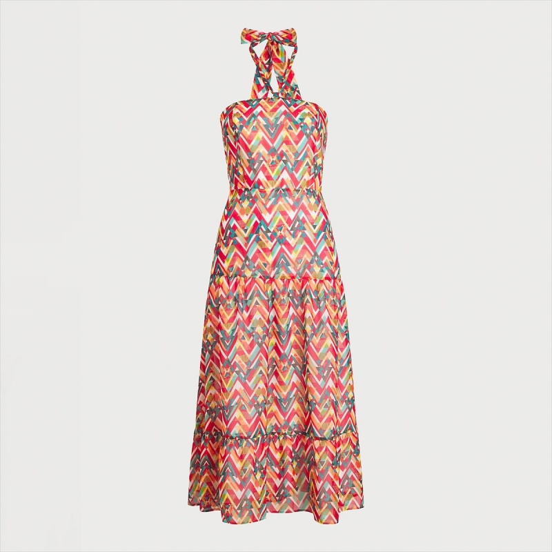 Vestido Sam Edelman Geometric Printed Maxi Accessories Coral | QESWA71959