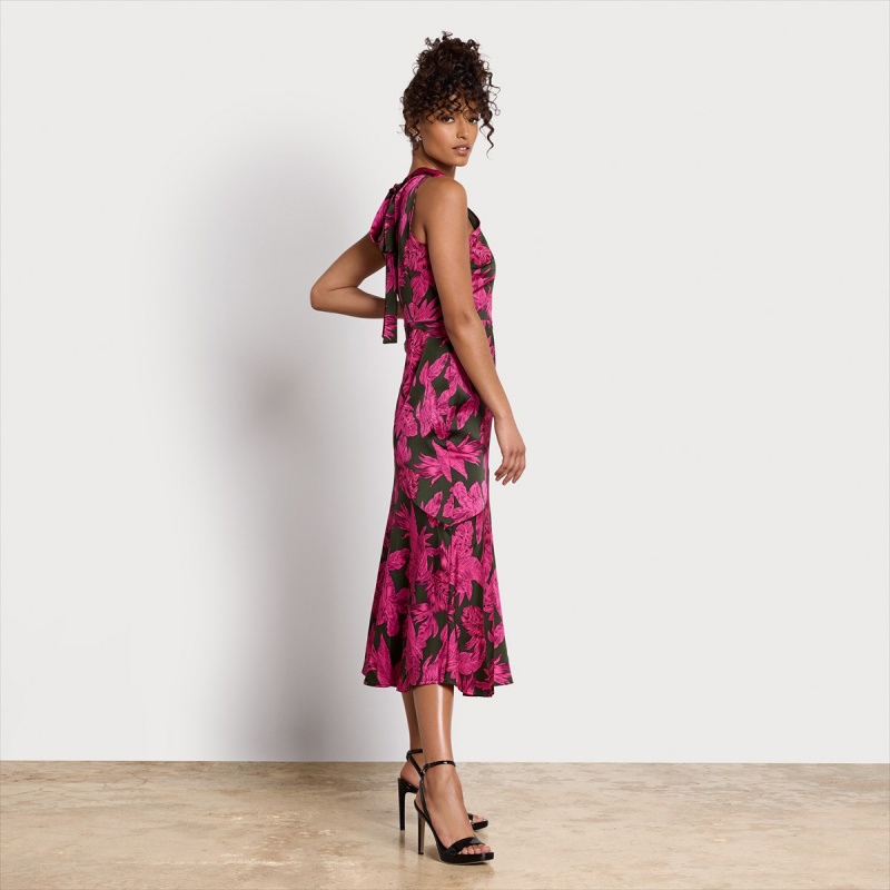 Vestido Sam Edelman Halter Palm Maxi Accessories Magenta Multi | ESNZX37327