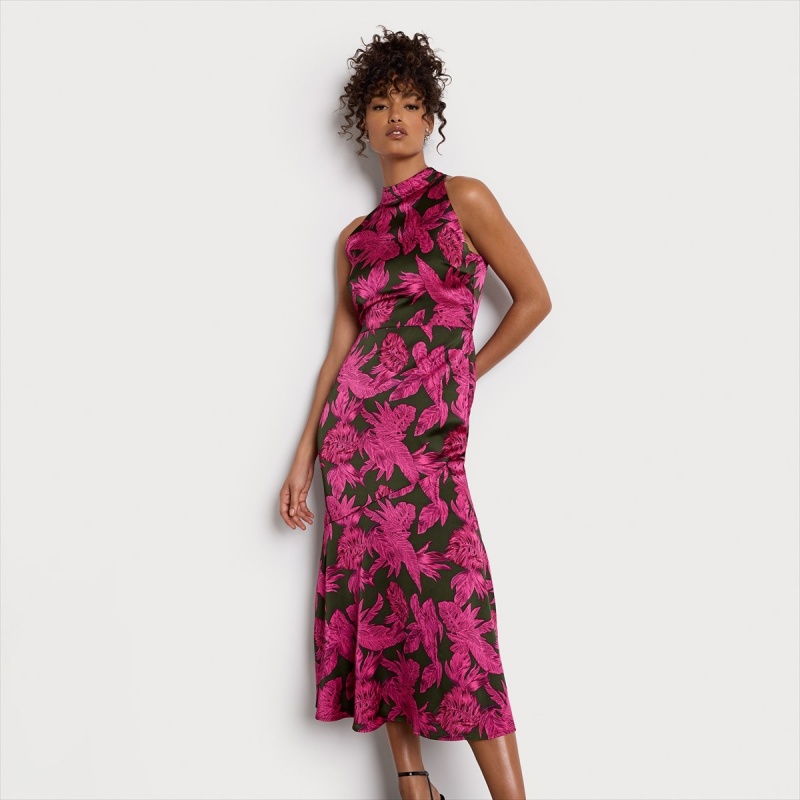 Vestido Sam Edelman Halter Palm Maxi Accessories Magenta Multi | ESNZX37327