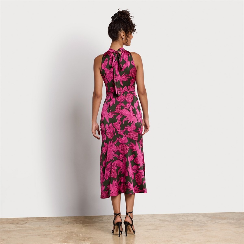 Vestido Sam Edelman Halter Palm Maxi Accessories Magenta Multi | ESNZX37327