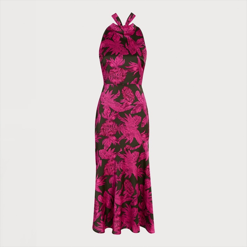 Vestido Sam Edelman Halter Palm Maxi Accessories Magenta Multi | ESNZX37327