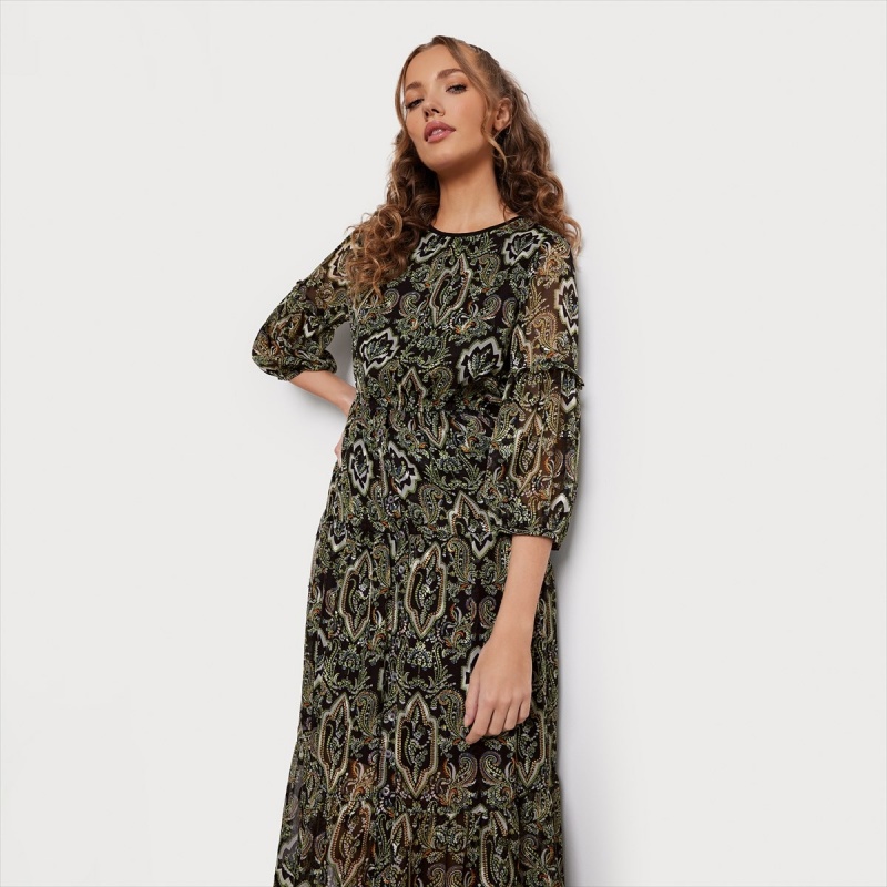 Vestido Sam Edelman Hi Neck Maxi Loden Accessories Verde Oscuro | FESHY23153