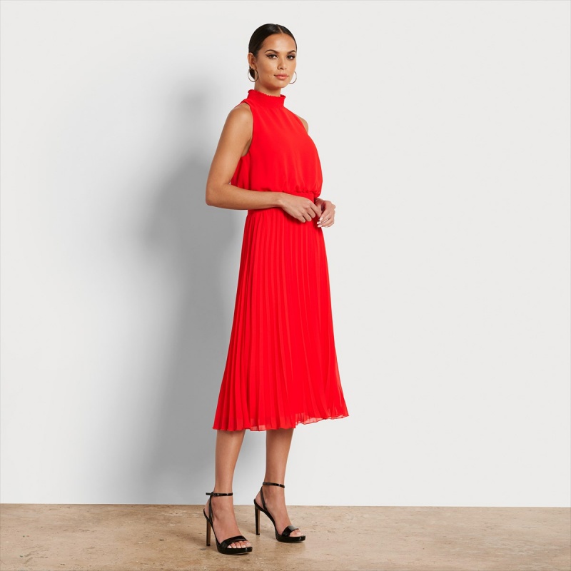 Vestido Sam Edelman High Neck Midi Accessories Coral | TESWZ86505