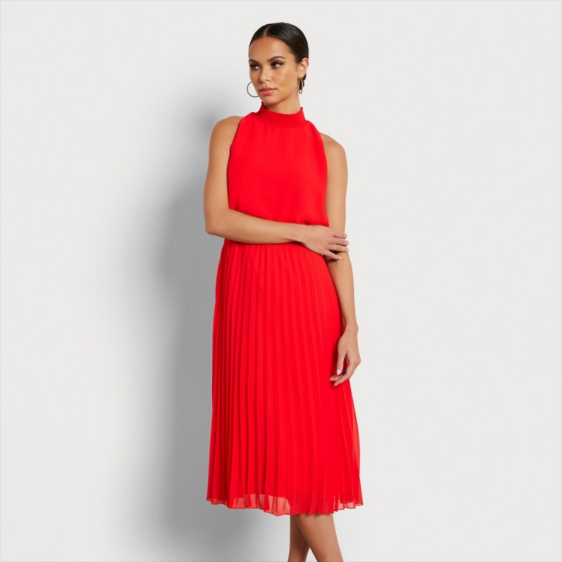 Vestido Sam Edelman High Neck Midi Accessories Coral | TESWZ86505