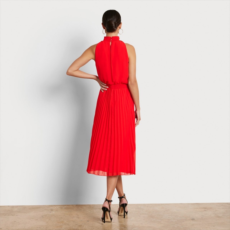 Vestido Sam Edelman High Neck Midi Accessories Coral | TESWZ86505