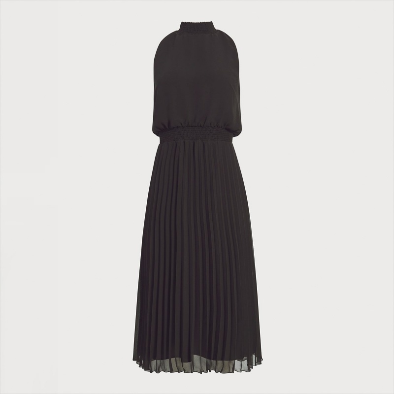 Vestido Sam Edelman High Neck Midi Accessories Negras | DESKV70260