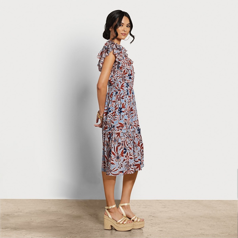 Vestido Sam Edelman Kenna Midi Accessories Azules | PESQX88070