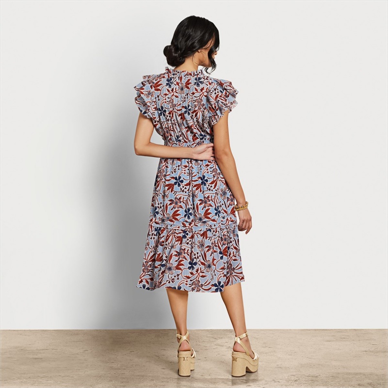 Vestido Sam Edelman Kenna Midi Accessories Azules | PESQX88070