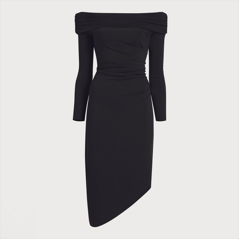 Vestido Sam Edelman Off Shoulder Midi Accessories Negras | ESICD34398