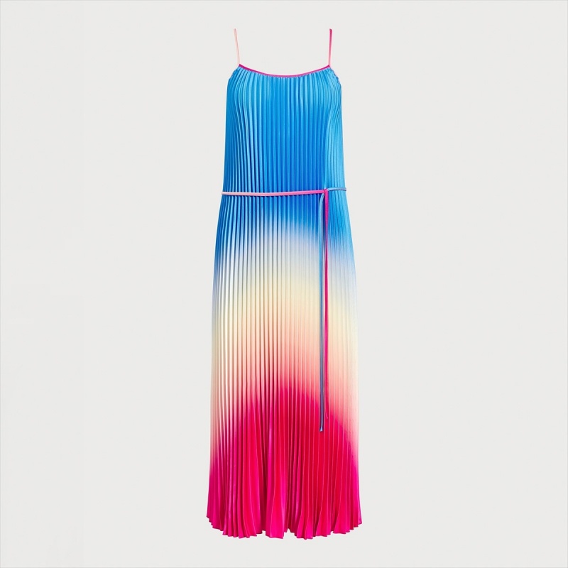 Vestido Sam Edelman Ombre Plisado Midi Accessories Azules Rosas | TESWZ78446