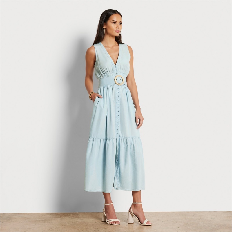 Vestido Sam Edelman Selene Midi Accessories Cove | QESUV93599