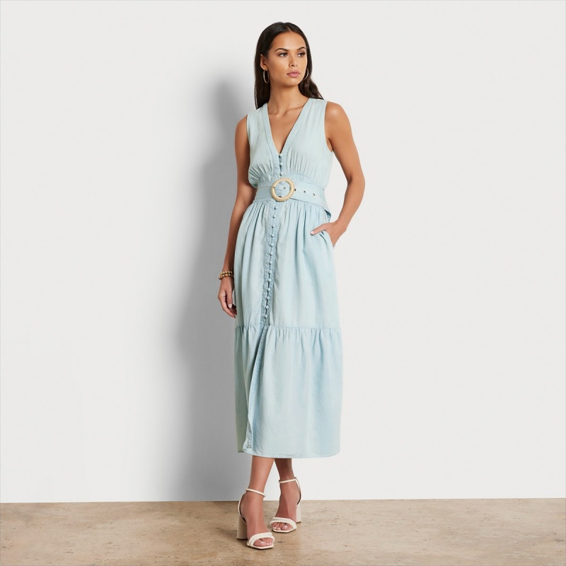 Vestido Sam Edelman Selene Midi Accessories Cove | QESUV93599