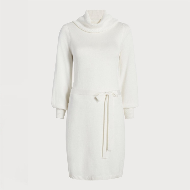 Vestido Sam Edelman Turtle Neck Mini Accessories Ecru | SESNY20340