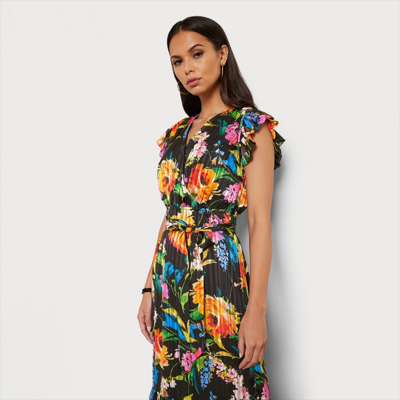 Vestido Sam Edelman Wrap Floral Midi Accessories Negras | ESCVG92965