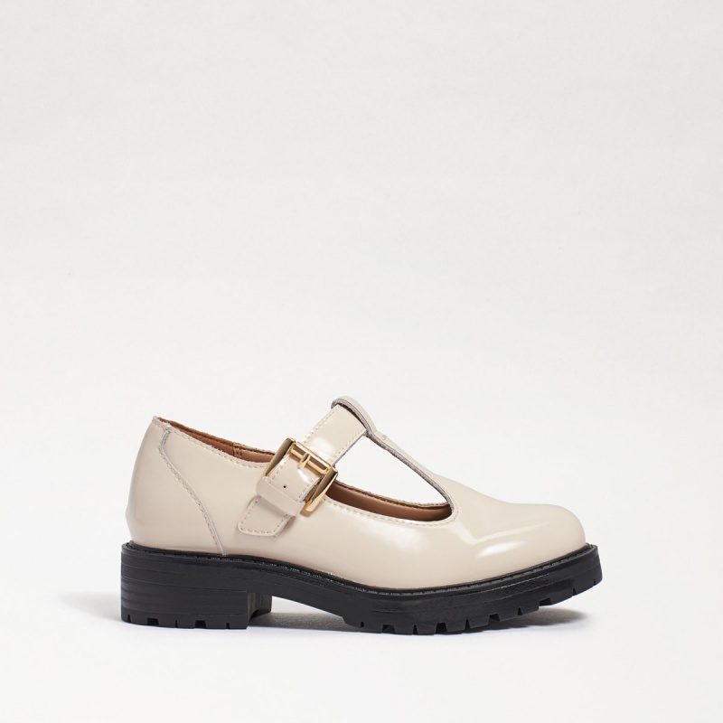 Zapatos Planos Sam Edelman Taelor Mary Jane Niña Modern Ivory Box Leather | PESQX67003