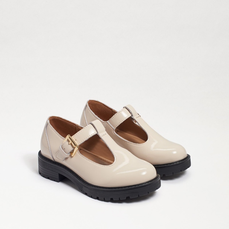 Zapatos Planos Sam Edelman Taelor Mary Jane Niña Modern Ivory Box Leather | PESQX67003